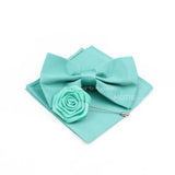 New Colorful Bowties Handkerchiefs Cufflinks Set Polyester Brooches For Men's Business Wedding Party Suit Dress Accessories Gift