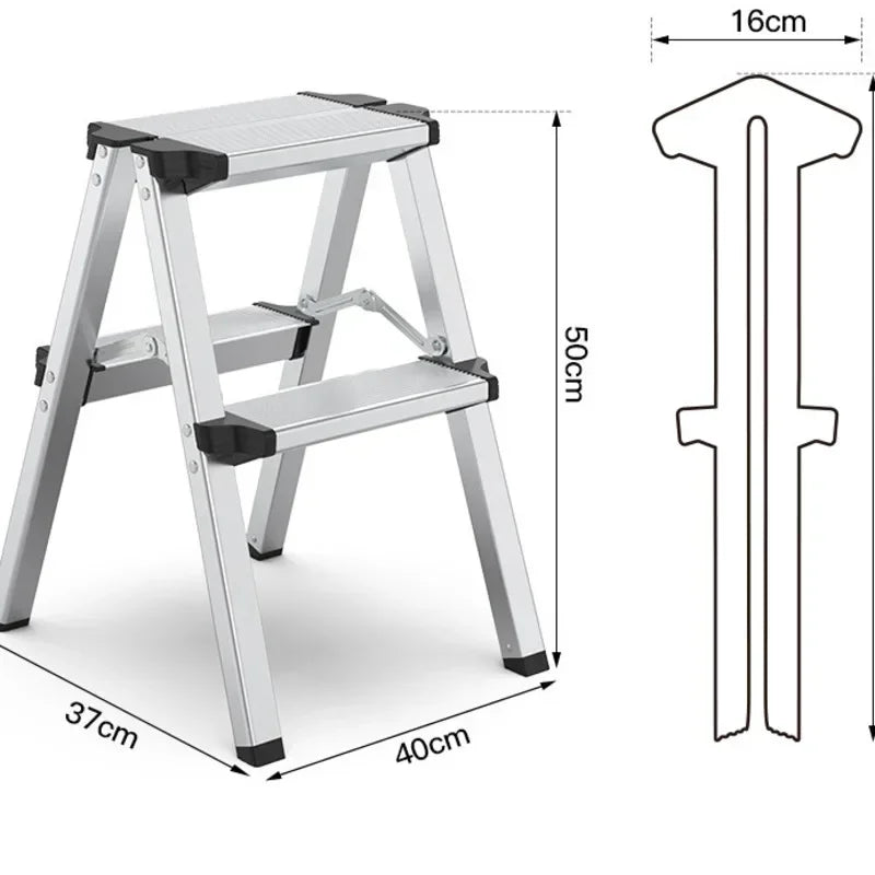 Multifunctional High Stools Kitchen Thickened Aluminum Ladder Chair Folding Design Step Stool Non-slip Pedal Ladder Stool