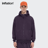 INFLATION Casual Zip Up Hoodies Men Winter Thick Fleece Sweat Jacket Unisex Matching Hooded Sweatshirt Couple