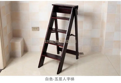 Solid Wood Household Multifunctional Folding Ladder Chair Indoor Climbing Ladder Dual-use Three-step Four-step Ladder Stool