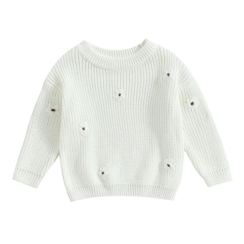 Newborn Baby Girls Winter Flower Sweater Clothes 2023 Autumn Newborn Infant Clothing Pullover Knitted Kids Sweaters