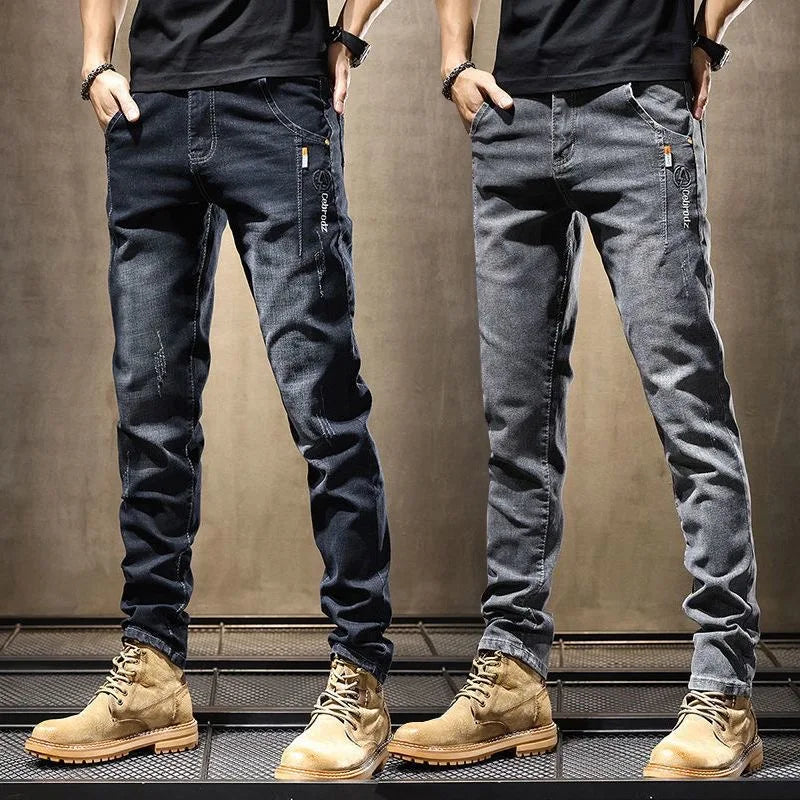 2023 Spring and Autumn New Fashion Trend Embroidery Elastic Small Legs Men's Casual Slim Comfortable High-Quality Jeans 28-38