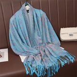 Luxury Pashmina Silk Scarf Shawl Wrap Paisley Jacquard Flowers Borders  Layers Reversible Classic Tassels For Women 70X190cm