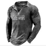 Christian T Shirts Collar Polo Golf Letter Clothing Men's Tops Turndown Jesus Christ Cross 3D Print Long Sleeve Zipper Vintage