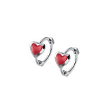 WOOZU 925 Sterling Silver INS Minimalism Sweet Love Heart CZ Zircon Hoop Earrings For Women Girl Small Ear Buckle Jewelry Gift