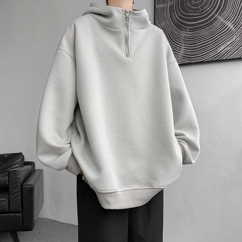 Turtleneck Hoodie Zipper Pullovers Streetwear Hip Hop Hooded Sweatshirt Men Clothing Korean Couples Harajuku Coat