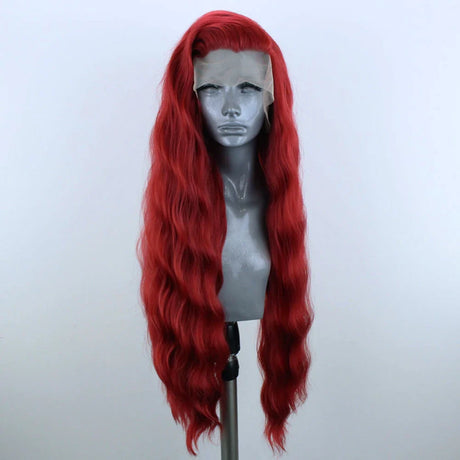 Charisma Red Wig Long Wavy Synthetic Lace Front Wigs For Women Heat Resistant Fiber Natural Hairline Lace Wigs Cosplay