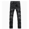 European And American Fold Zipper Motorcycle Snowflake Jeans High Quality Plus Size Direct Sales New Men's Jeans Denim Plus Size