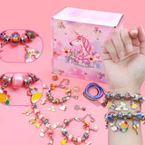 DIY Bracelet Making Kit Jewelry Making Accessories Kit with Beads, Pendant Charms, Bracelets and Necklace String for Girls