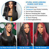 Straight Lace Front Wigs Human Hair Transparent 13x4 Lace Frontal Human Hair Wig For Women PrePlucked Brazilian Remy Hair