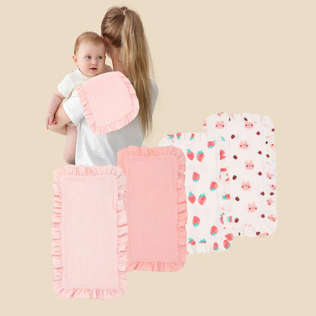 4Pcs/Set Soft Muslin Cotton Gauze Shoulder Rag Baby Burping Pad Ruffle Newborn Baby Burp Cloths