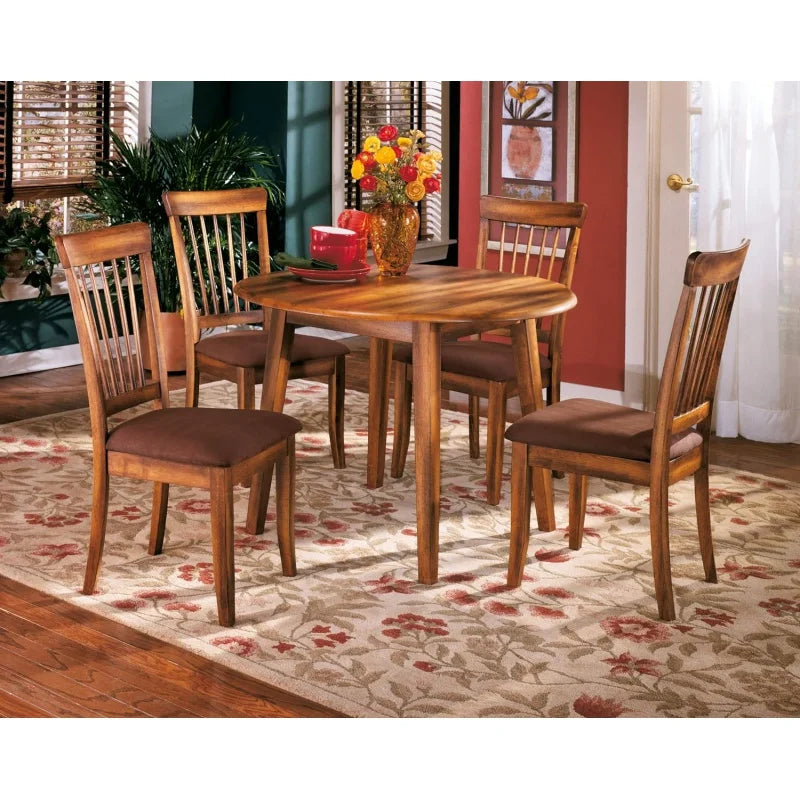 Signature Design by Ashley Berringer Dining Room Round Drop Leaf Table, Rustic Brown