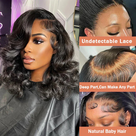 Wigirl 250 Density Body Wave 13x4 Lace Front Human Hair Wigs Short BOB Water Wave 5x5 Wave Ready Wear Glueless Pre Cut Lace Wig