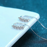 LORIELE 925 Sterling Silver Moissanite Cuff Earrings Wrap Tassel Earrings for Women Teen Girls Threader Chain Dangle Earrings