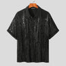 Casual Simple Style Tops INCERUN New Men's Lapel Sequin Blouse Stylish Male Party Hot Sale Short Sleeve Button Shirts S-5XL 2023