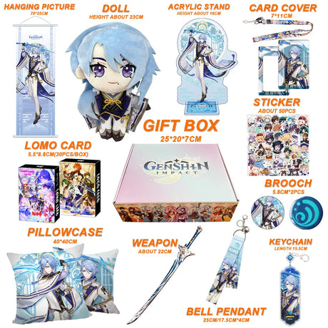 Genshin Impact Xianyun Navia Fontaine Furina Neuvillette Wriothesley Focalors Baizhu Kaveh Gift Box Include Keychain Doll Pillow