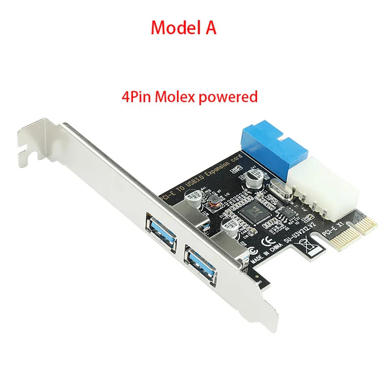 USB 3.0 Pci-e Adapter 2 Port Usb To Pcie Front Panel 20pin 20 Pin USB3.0 Hub PCI Express Controller Card Adapter