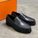 THIGWJH Black Epsom Leather Loafers Luxury Designer Classic minimalist style Daily casual business men's shoes