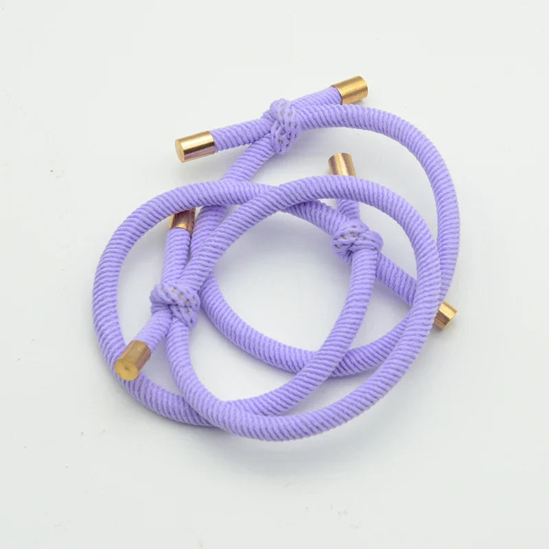 30PCS 5mm Twilled Cords Knotted Elastic Hair Bands Golden Caps Hair Ties for Girls Elasticity Ponytail Holders Hair Scrunchies