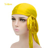 Unisex Silky Satin Durags Bandanas Turban Hat Elastic Headwear Headband Hair Accessories Black White Navy Blue Yellow Coffee