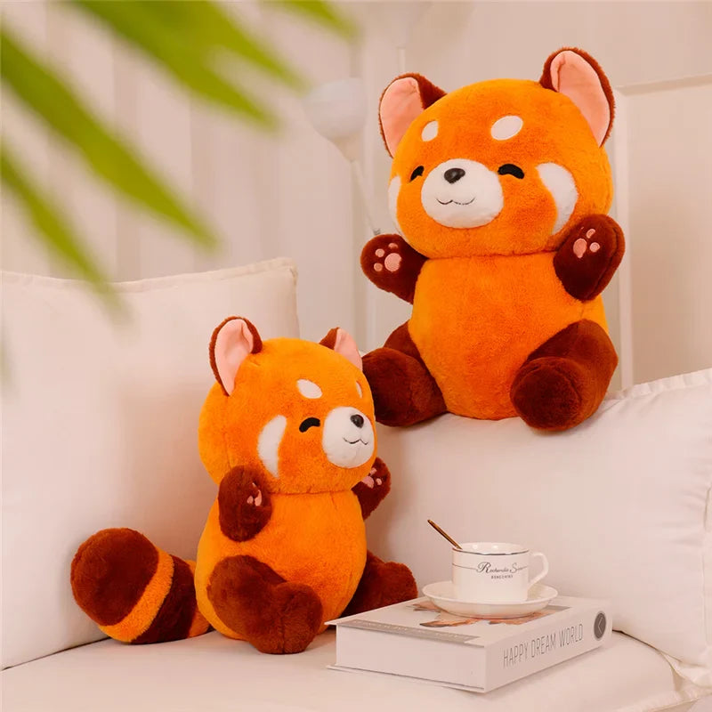 New Stuffed Anime Figure Doll Turned Red Panda Plushie Doll Fluffy Hair Red Raccoon Animals Hug Throw Pillow Kids