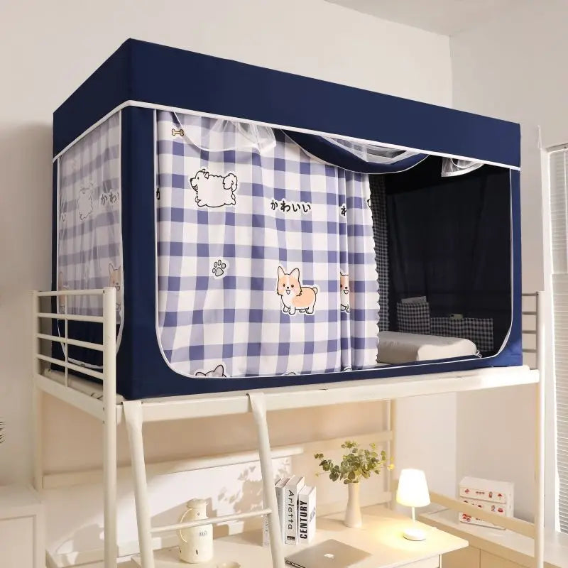 Student Dormitory Blackout Bed Curtain Mosquito Net with Frame Bed Curtains Anti-Mosquito Canopy Bed Tent for Three Doors