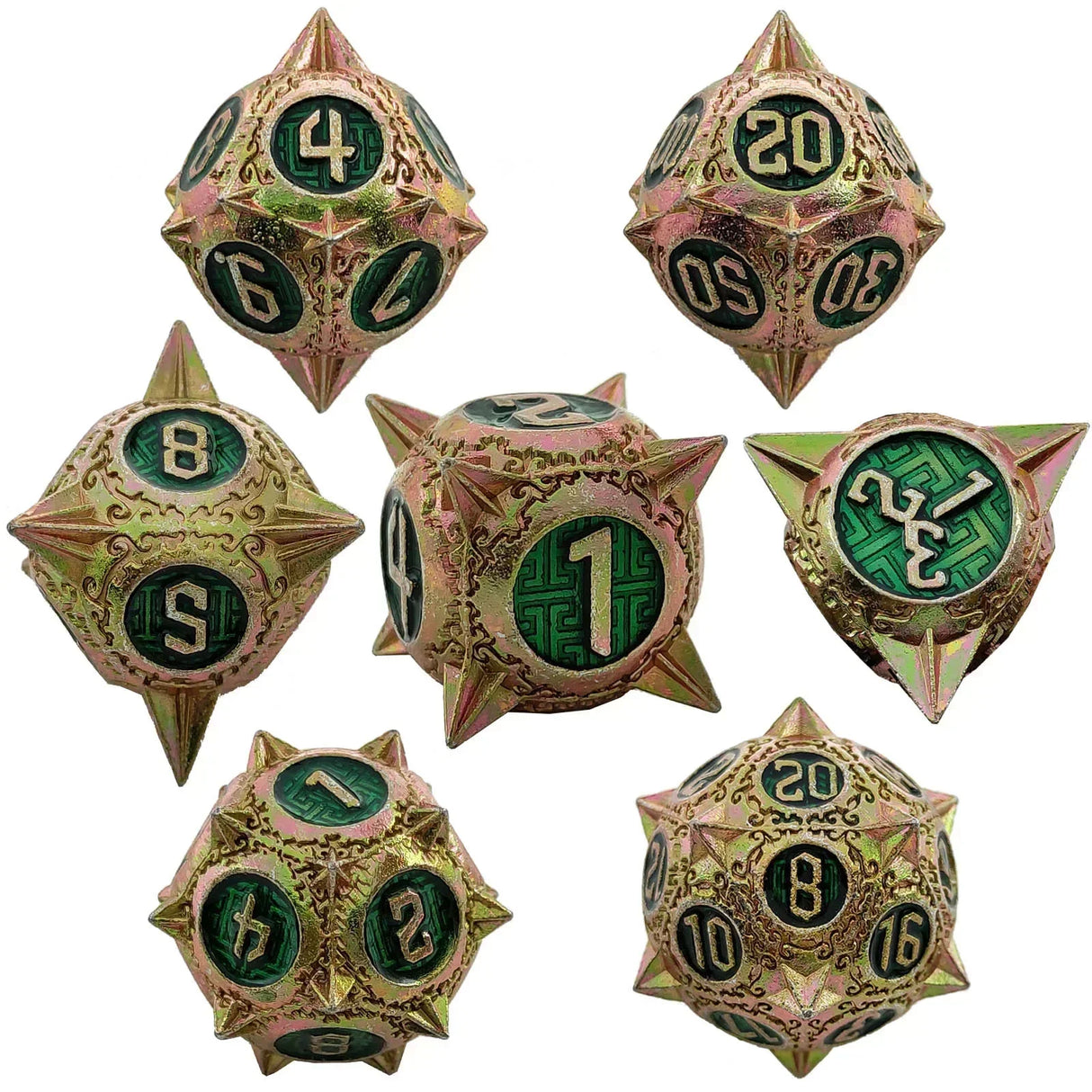 7pcs Solid Metal Dice Beautiful and Finely Crafted Number Dice Set for Dnd TRPG RPG Cthulhu Dice Running Team Desktop Decoration