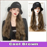 AS  Syntheti Curly hair Lamb wool fisherman hat Berets  Wig Natural Black Straight Wigs Naturally Connect Synthetic Hat Wig Adju