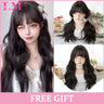 LM Cosplay Wig With Bangs Synthetic Straight Hair 24 Inch Long Heat-Resistant Pink Wig For Women