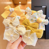 10Pcs/Set Big Bow Flower Elastic Hairbands Children Girls Sweet Hair Ties Fashion Headbands Hair Accessories Rubber Band For Kid