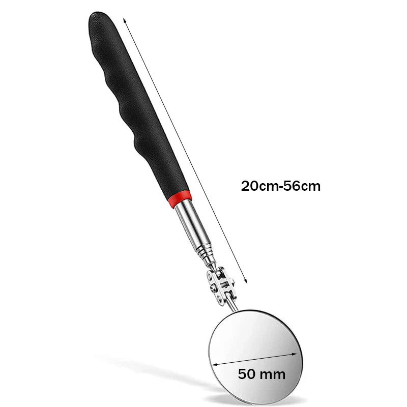 360° Inspection Mirror LED Light Telescoping Mirrors Extend Mechanic Tools Inspection Mirror Telescopic Handle Repairing Tools