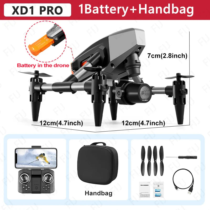 XD1 PRO Mini Drone 60g Weight Dual Camera Optical Flow Dron FPV Aerial Photography Foldable Quadcopter for Kids Toys RC Aircraft