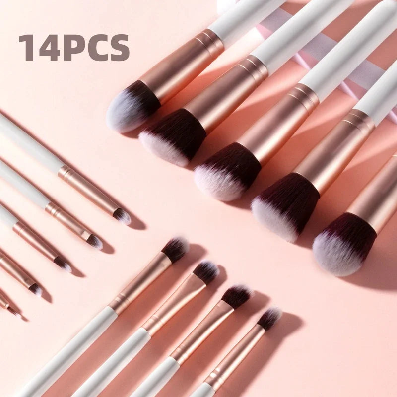 14 PCS Makeup Brushes Set Eye Shadow Foundation Women Cosmetic Brush Eyeshadow Blush Beauty Soft Make Up Blending Tools Bag