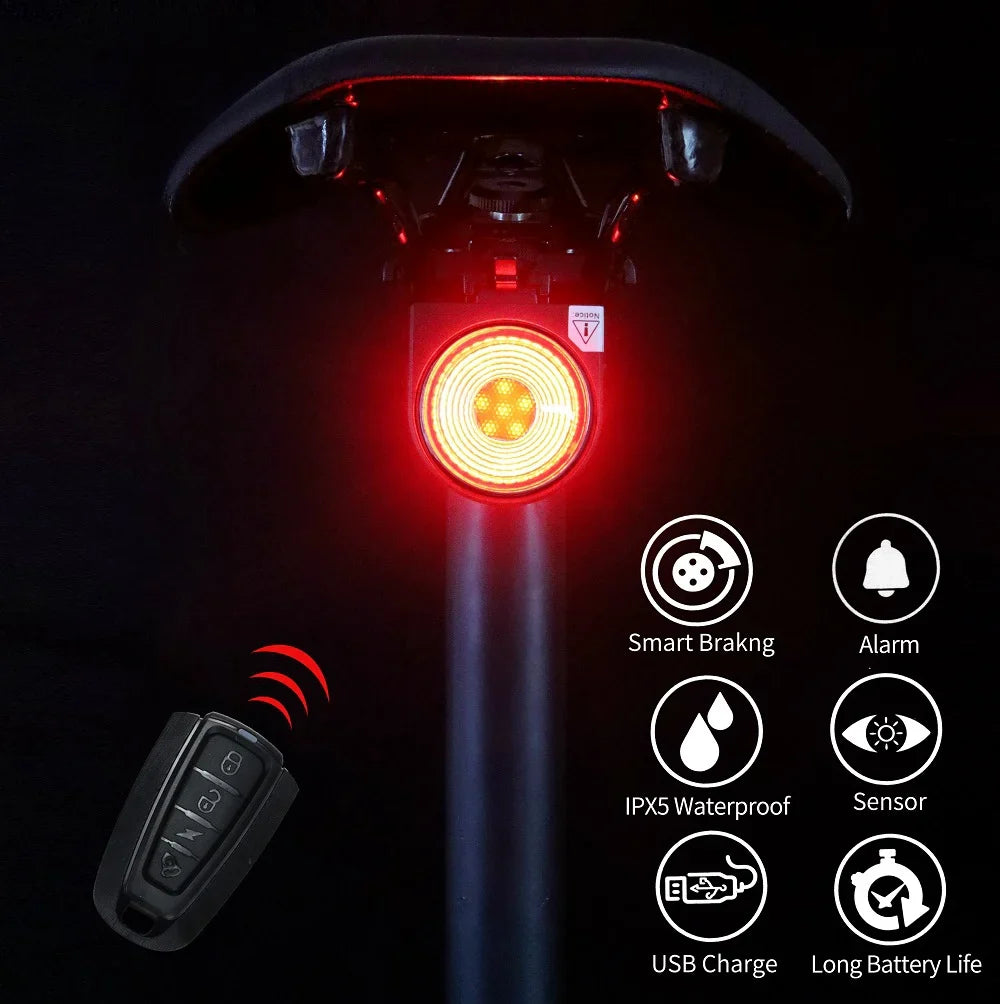 Bicycle Rear Lamp Braking Light Burglary Alarm Remote Call Wireless Control USB Charge LED Lantern Bike Finder Horn A8 Pro