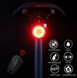 Bicycle Rear Lamp Braking Light Burglary Alarm Remote Call Wireless Control USB Charge LED Lantern Bike Finder Horn A8 Pro