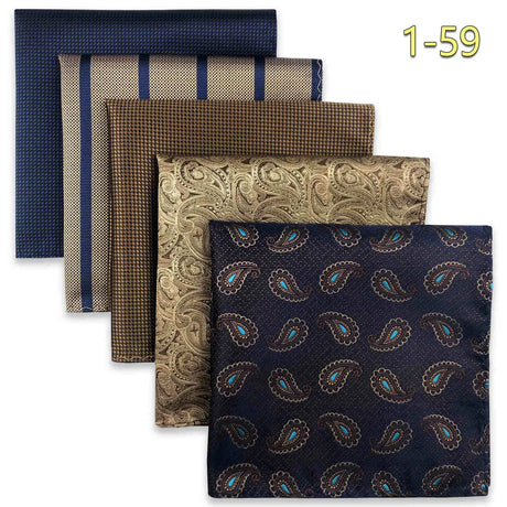 5 Pieces Assorted Mens Pocket Square Silk Handkerchief Set Colorful Large Accessories Gift Party