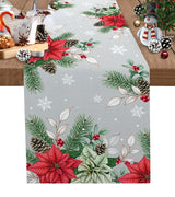 Modern Elegant Table Runner Eucalyptus Berries Robin Table Runner Christmas Wedding Decoration Tablecloth Home Party Decor