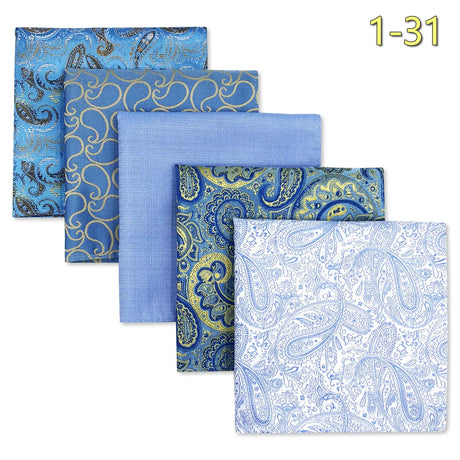 5 Pieces Assorted Mens Pocket Square Silk Handkerchief Set Colorful Large Accessories Gift Party