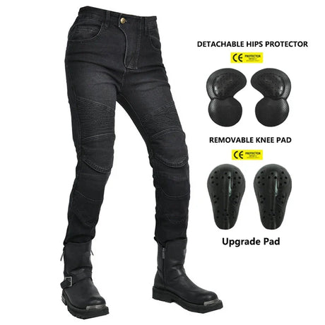 Motorcycle 2023 New Jeans Women Upgrade Silicone Protector Detachable Racing Road Rider Four Seasons Casual Fashion Moto Pants