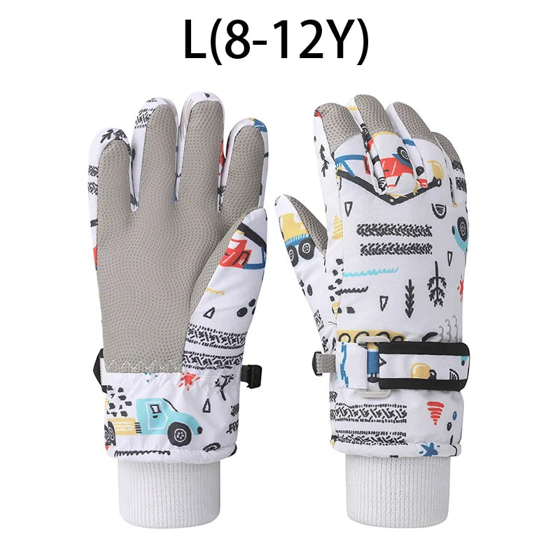 Fashion Children Ski Gloves Waterproof Kids Mittens for Girls Boys Accessories Antiskid Thicken Snow Sports Child Gloves 4-12Y