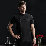 Men Women Chef Jacket Cooking Shirt Apparel Short Sleeve Tops Apron Waiter Waitress Workwear Chef Clothes Cafe Catering Uniform