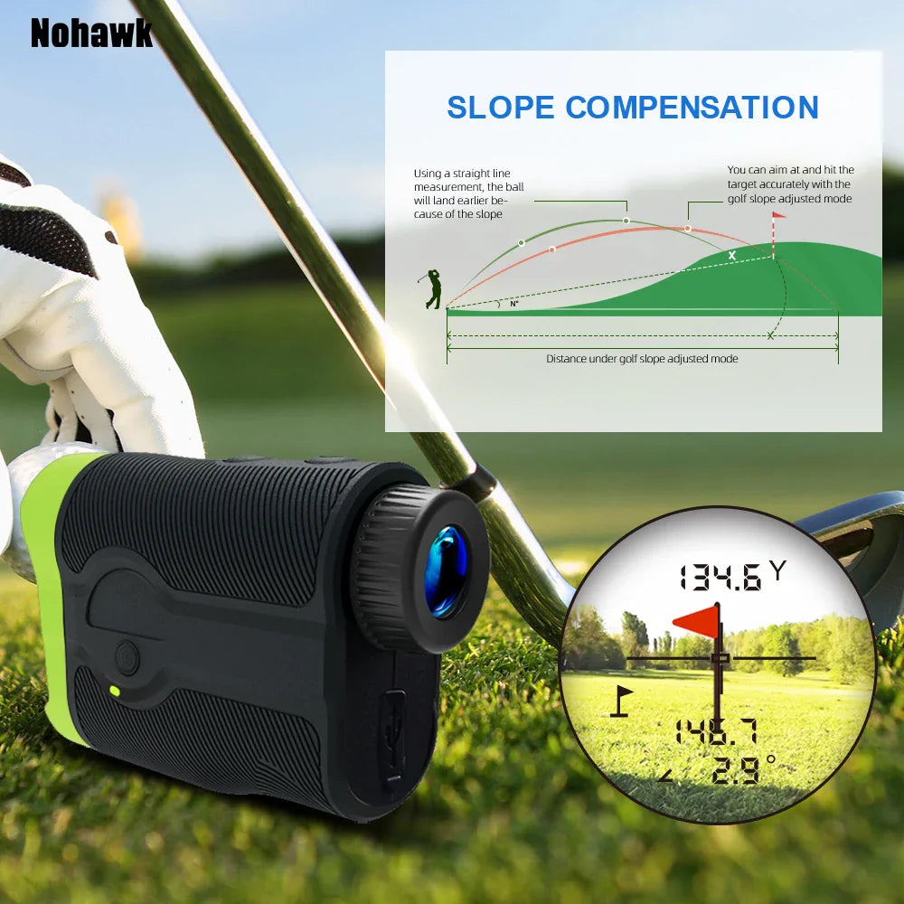 Nohawk Multifunctional Mini Golf Laser Range Finder For Hunting with Slope Compensation Rangefinder Construction Monocular