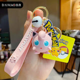 Pokemon Keychain Anime Figures Pikachu Cartoon Key Chain Charmander Psyduck Fashion Bag Keyring Pendant Accessories Toy Kid Gift