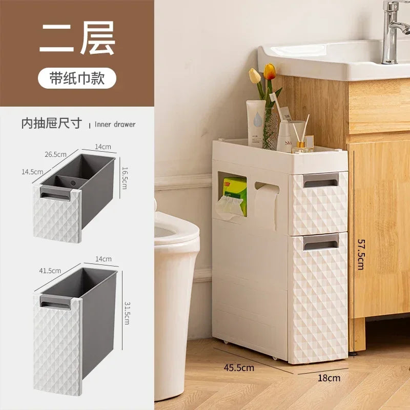 Multi-functional 18CM Wide Bathroom Slot Storage: Large Capacity Cabinet Ideal for Narrow Toilet Spaces