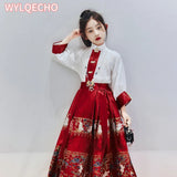 2024 NEW Summer Chinese Hanfu Dress For Girls Traditional Embroidery Horse-face Skirt For Kids Princess Hanbok