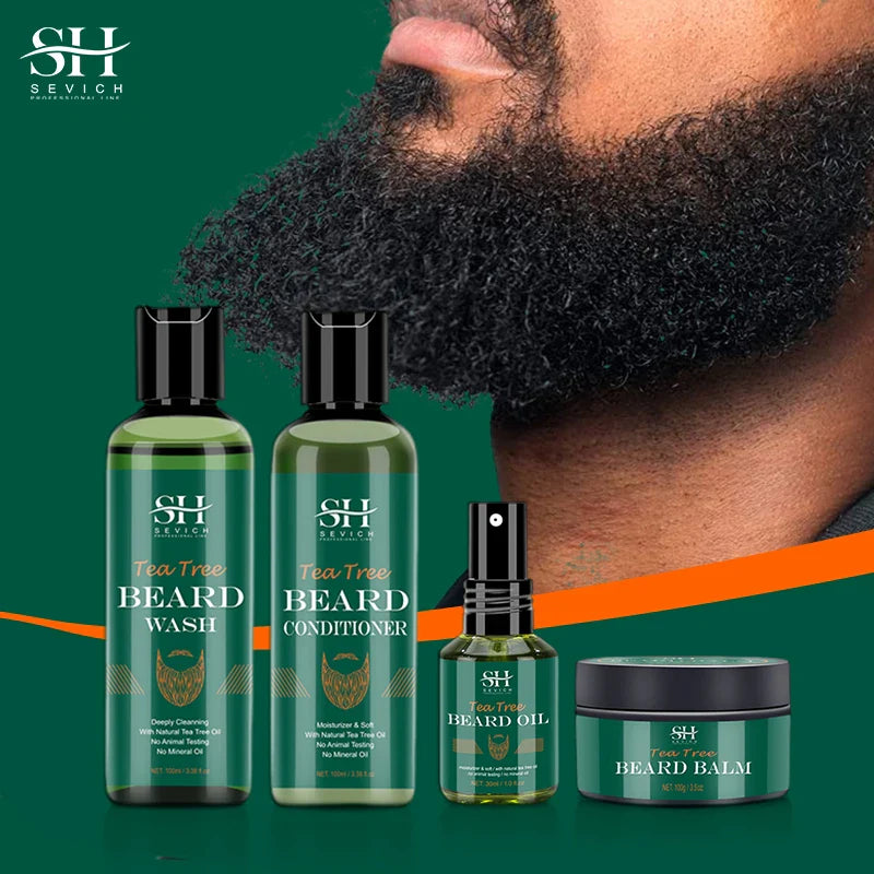 Men Organic Natural Beard Care Set Mild Not Irritate Beard Growth Shampoo Styling Moisturizing Beard Conditioner Beard Care Kit