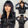 HAIRCUBE Long Ombre Brown Black Light Blonde Synthetic Wigs with Bangs Heat Resistant Straight Wigs for Women Natural