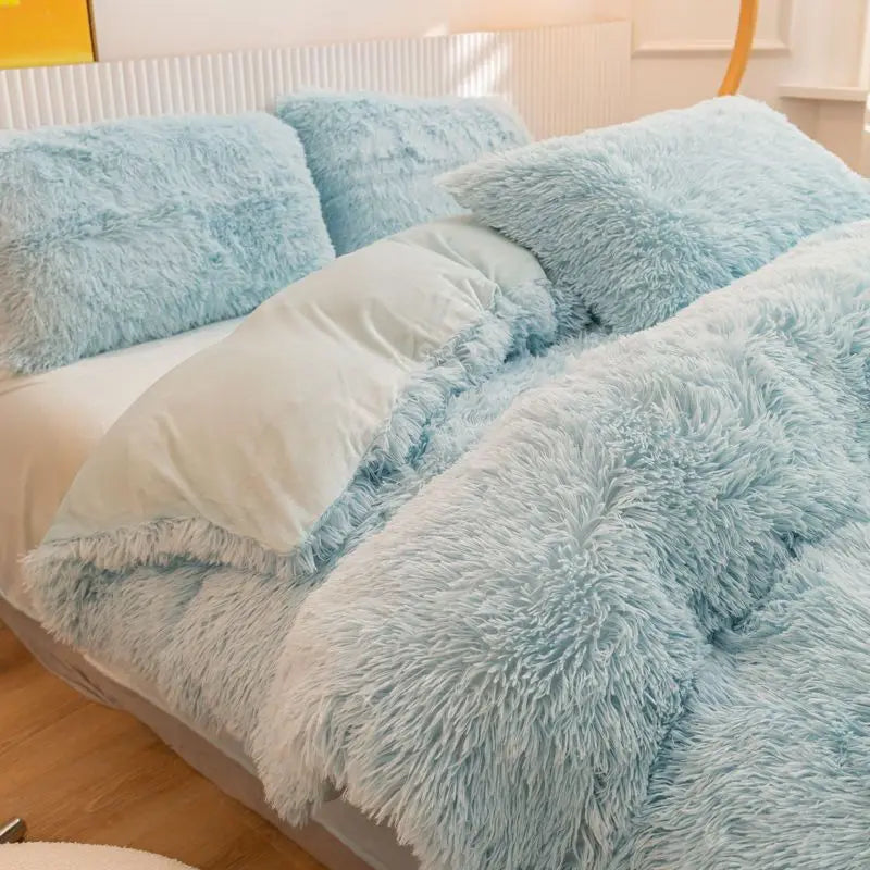 Fluffy Comforter Cover Bed Set Faux Fur Fuzzy Duvet Cover Set Luxury Ultra Soft Plush Long Shaggy Queen Size Duvet Quilt Cover