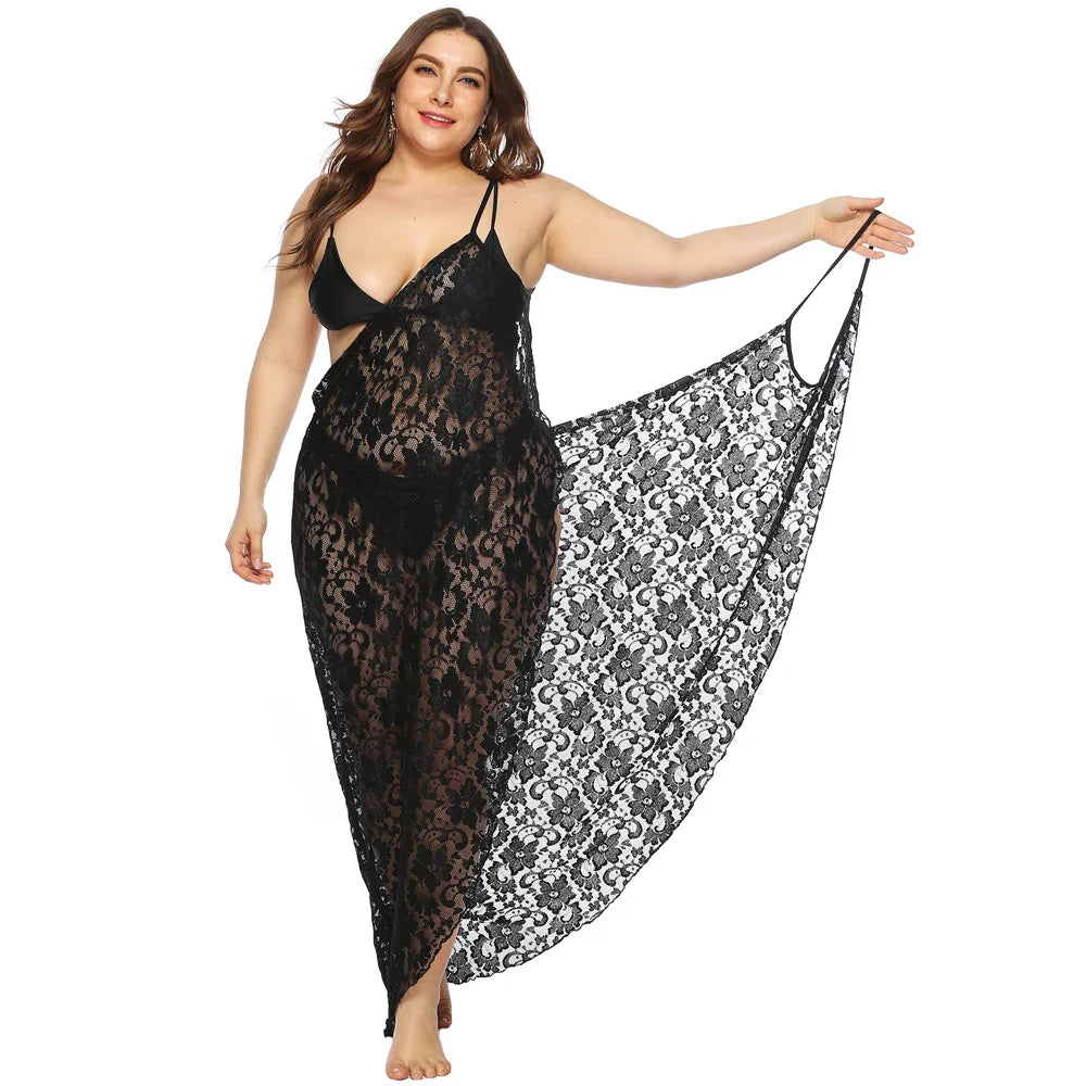 Sexy Cover Up Plus Size Bikini Women Swimsuit Cover-up Beach Bathing Suit Beach Wear Knitting Swimwear Mesh Beach Dress