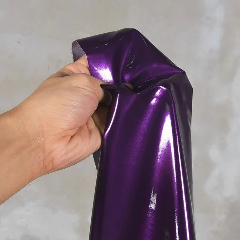 Purple Thin Mirror Leather Patent Leather Fabric Clothing Designer Wholesale Cloth Per Meter Apparel Sewing Diy Material